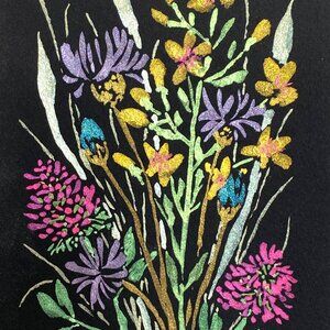 Flower Riot Original Iridescent Watercolor Painting 8x10in Matted Frame Ready